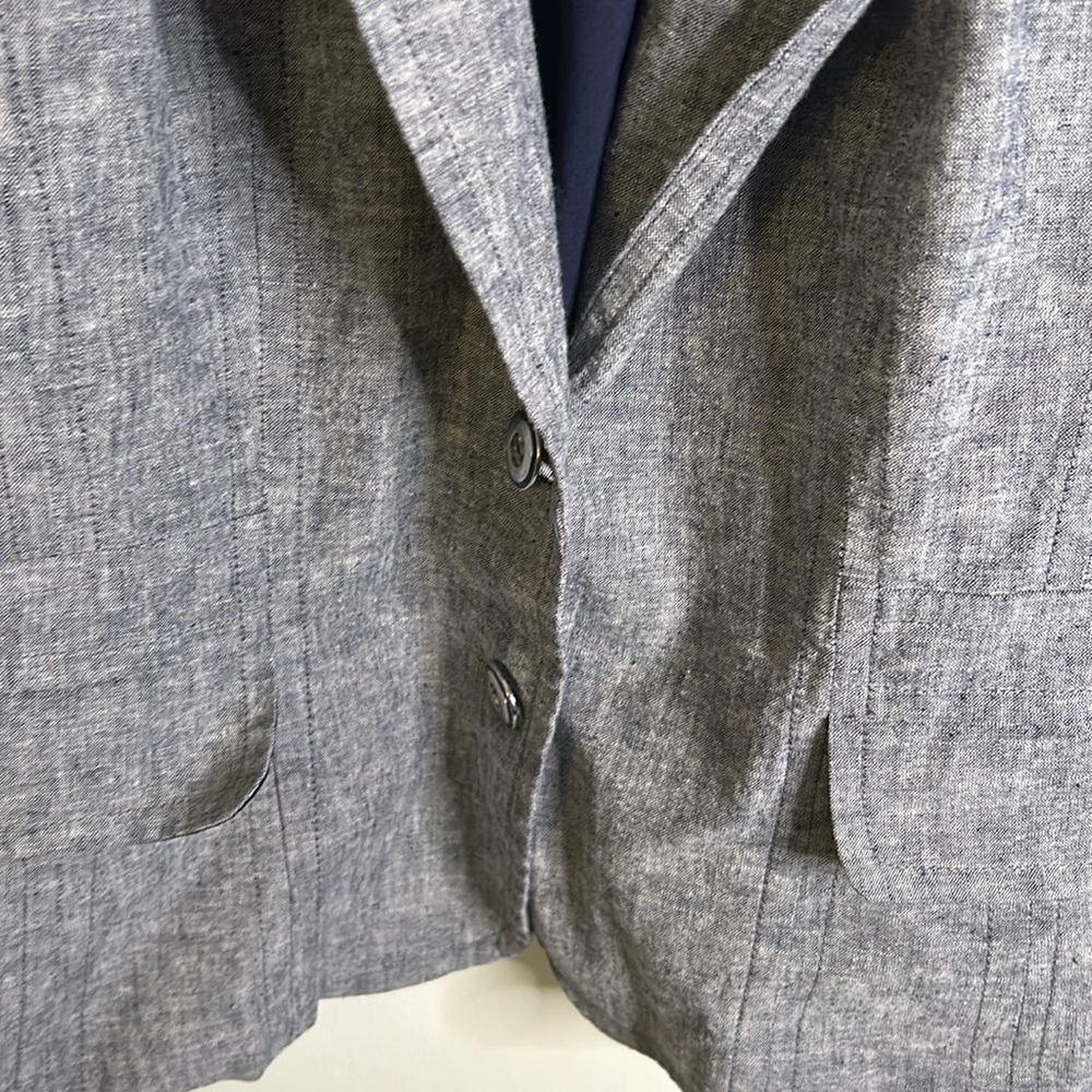 New York & Company blazer gray blue size 12 sewn pockets silver buttons … - Picture 5 of 12